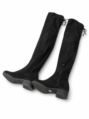 Unisa Size 9 Over The Knee Black Boots Heel 3” Partial Zip Suede #H1